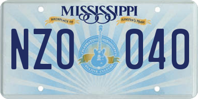 MS license plate NZO040