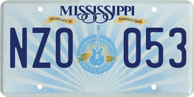 MS license plate NZO053
