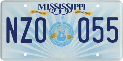 MS license plate NZO055