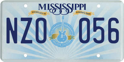 MS license plate NZO056