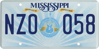 MS license plate NZO058