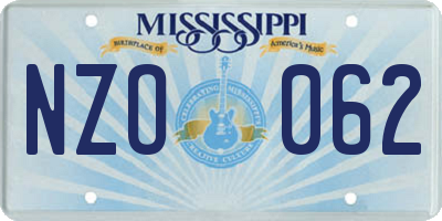 MS license plate NZO062