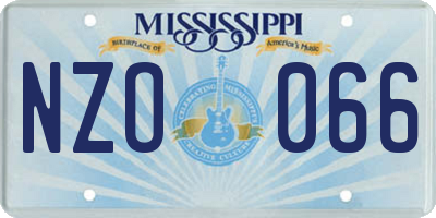 MS license plate NZO066