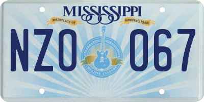 MS license plate NZO067