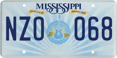 MS license plate NZO068