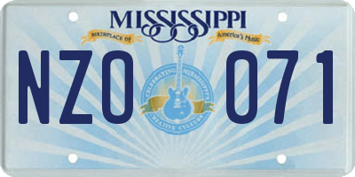 MS license plate NZO071