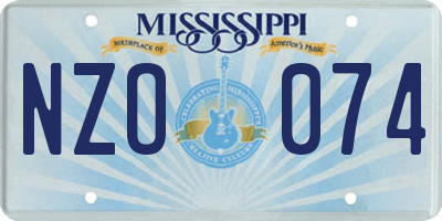 MS license plate NZO074