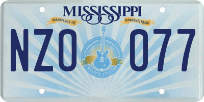 MS license plate NZO077