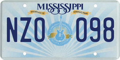 MS license plate NZO098