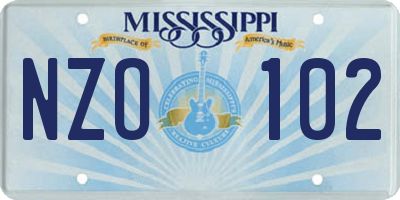 MS license plate NZO102