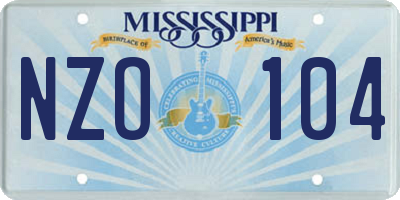 MS license plate NZO104