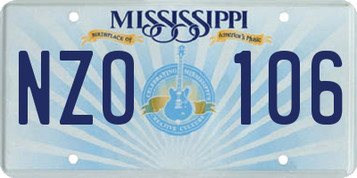 MS license plate NZO106