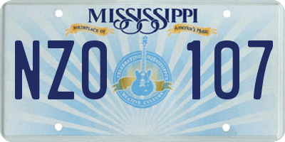 MS license plate NZO107