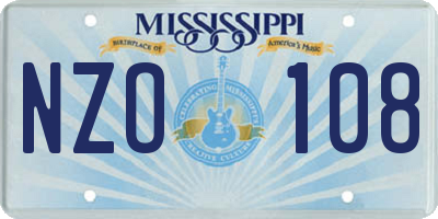 MS license plate NZO108