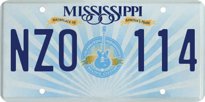 MS license plate NZO114