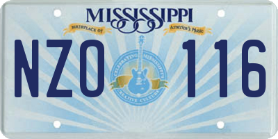 MS license plate NZO116