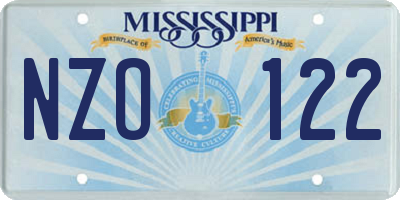 MS license plate NZO122