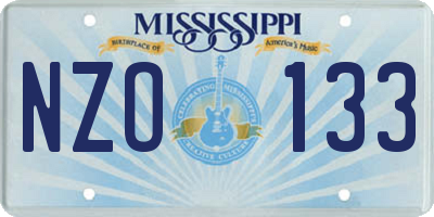 MS license plate NZO133