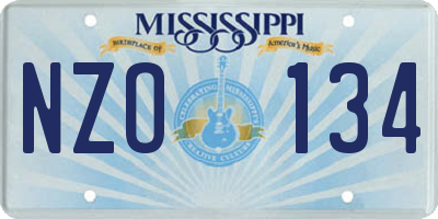 MS license plate NZO134