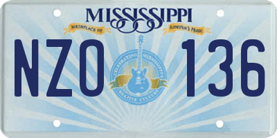 MS license plate NZO136