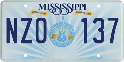 MS license plate NZO137