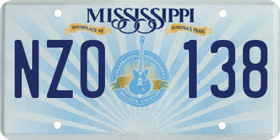 MS license plate NZO138