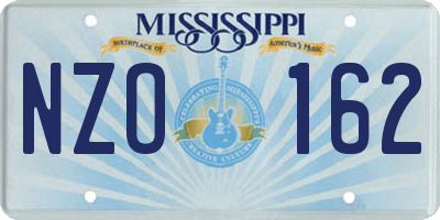 MS license plate NZO162
