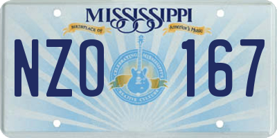 MS license plate NZO167
