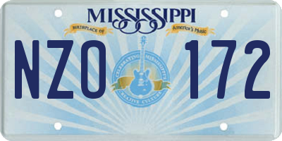 MS license plate NZO172