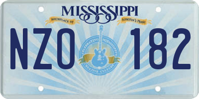 MS license plate NZO182