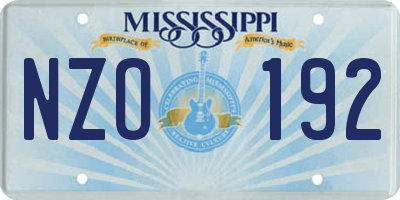 MS license plate NZO192