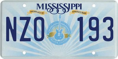 MS license plate NZO193