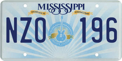 MS license plate NZO196