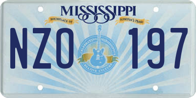 MS license plate NZO197