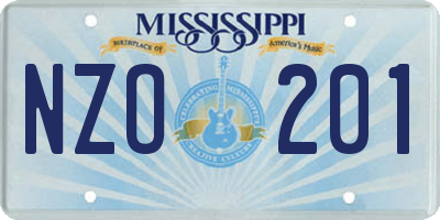 MS license plate NZO201