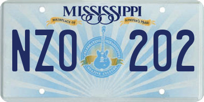 MS license plate NZO202