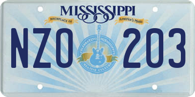 MS license plate NZO203