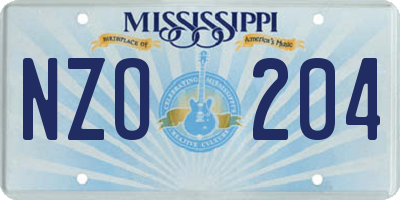 MS license plate NZO204