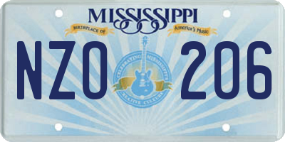 MS license plate NZO206