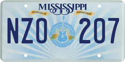 MS license plate NZO207