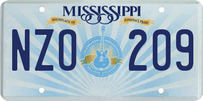 MS license plate NZO209