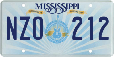 MS license plate NZO212