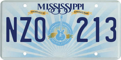 MS license plate NZO213