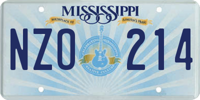 MS license plate NZO214