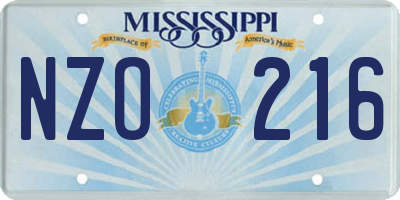MS license plate NZO216