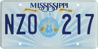 MS license plate NZO217