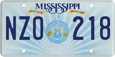 MS license plate NZO218