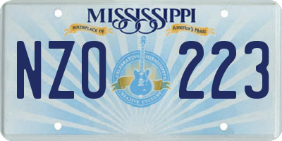 MS license plate NZO223