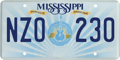 MS license plate NZO230