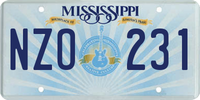 MS license plate NZO231